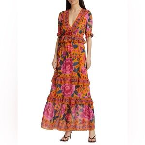FARM Rio Multicolor Floral Long Sleeve Dress